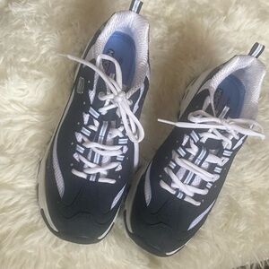 Skechers D'Lites Women's Size 8.5 NAVY Air-Cooled Memory Foam Shoes.